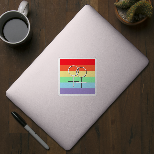 Lesbian Pride Symbol with LGBT Rainbow Flag by s.hiro